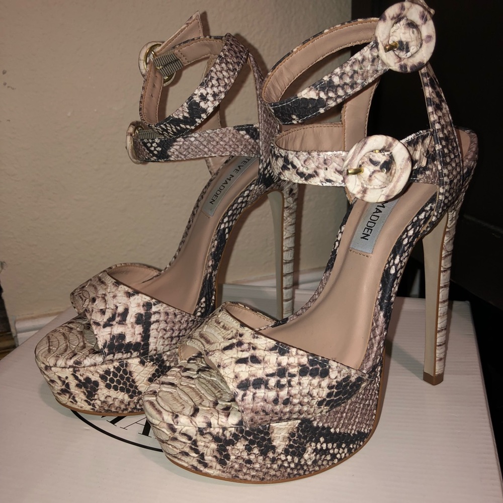 Snake print platform heels